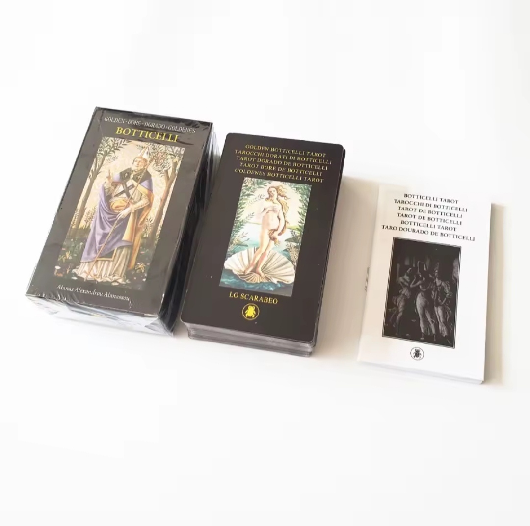 Золоте Таро Боттичеллі. 7 х 12 см Golden Botticelli Tarot. Lo Scarabeо. Карти Таро.
