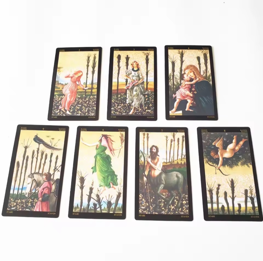 Золоте Таро Боттичеллі. 7 х 12 см Golden Botticelli Tarot. Lo Scarabeо. Карти Таро.