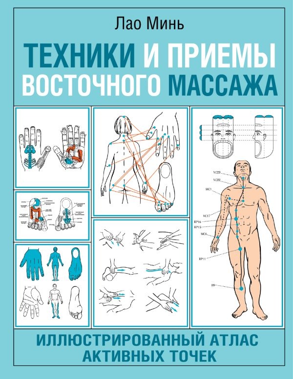 Техніки та прийоми східного масажу. Ілюстрований атлас активних точок. Мінь Лао великий формат.