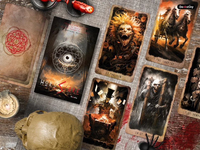 Таро Жахливого Страху 78+2 карт 13 х 7,5 см. Horo scare Tarot. Карти Таро.