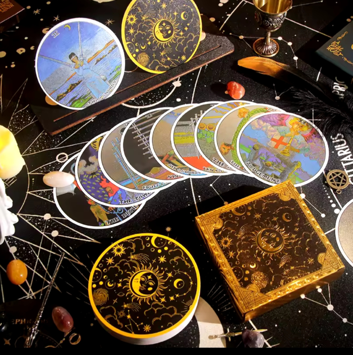 Кругле пластикове Таро Райдер Уейт Оригінал 1909 на 78 карт 10 х 10 см Tarot Original 1909 Карти Таро.