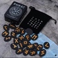 Руни дерев'яні 25 шт. в металевій чорній коробці з мішечком + іструкція.