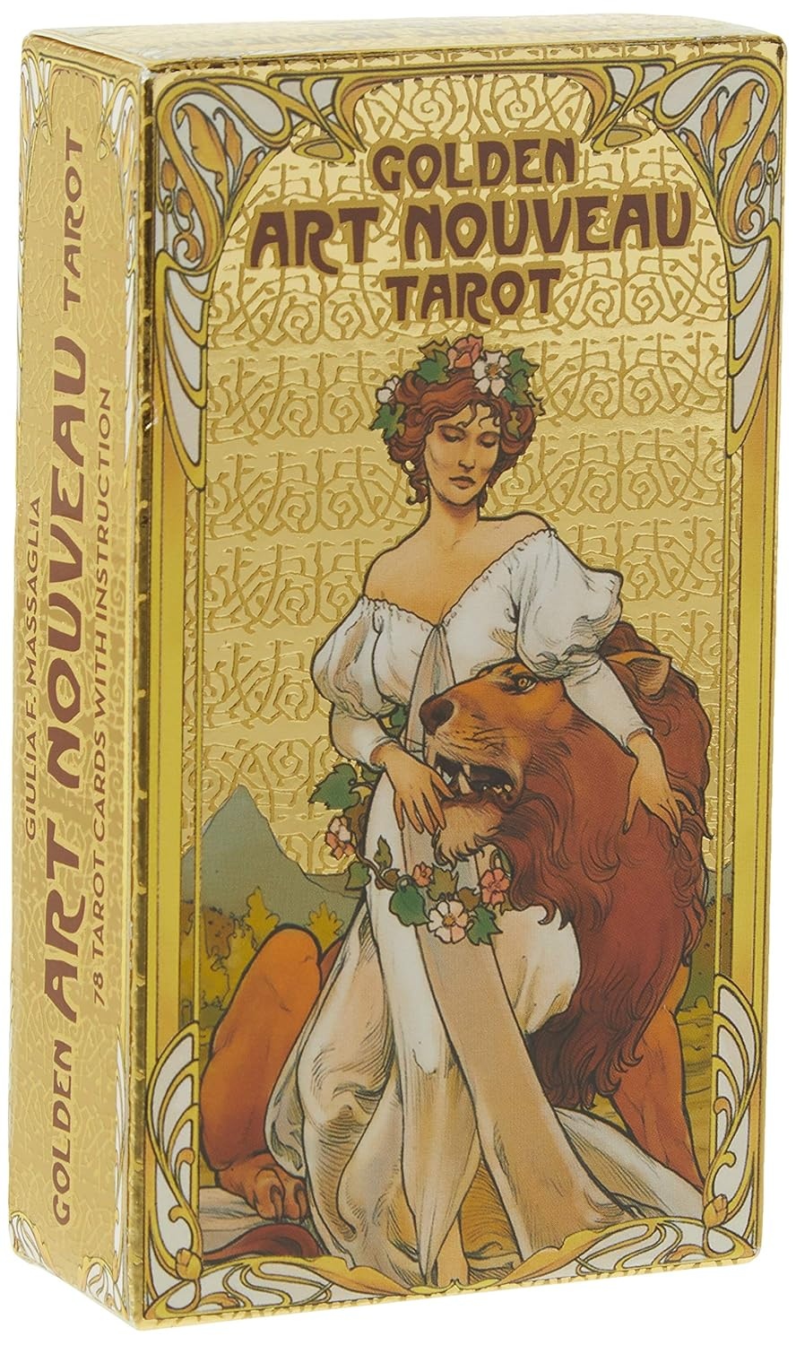 Золоті карти Таро в стилі модерн 78 карток 12x7 см. Golden Art Nuveav taror. Карти Таро.