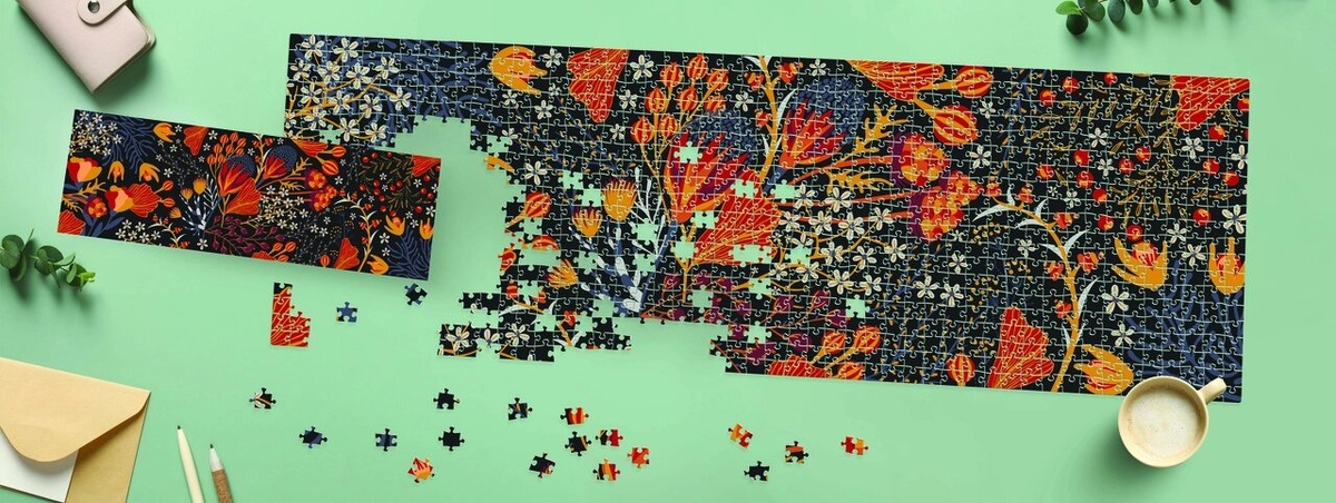 Пазли тришарові панорамні ТМ INTERDRUK  Flowers 2 розмір 32х96 см.,1000 шт.
