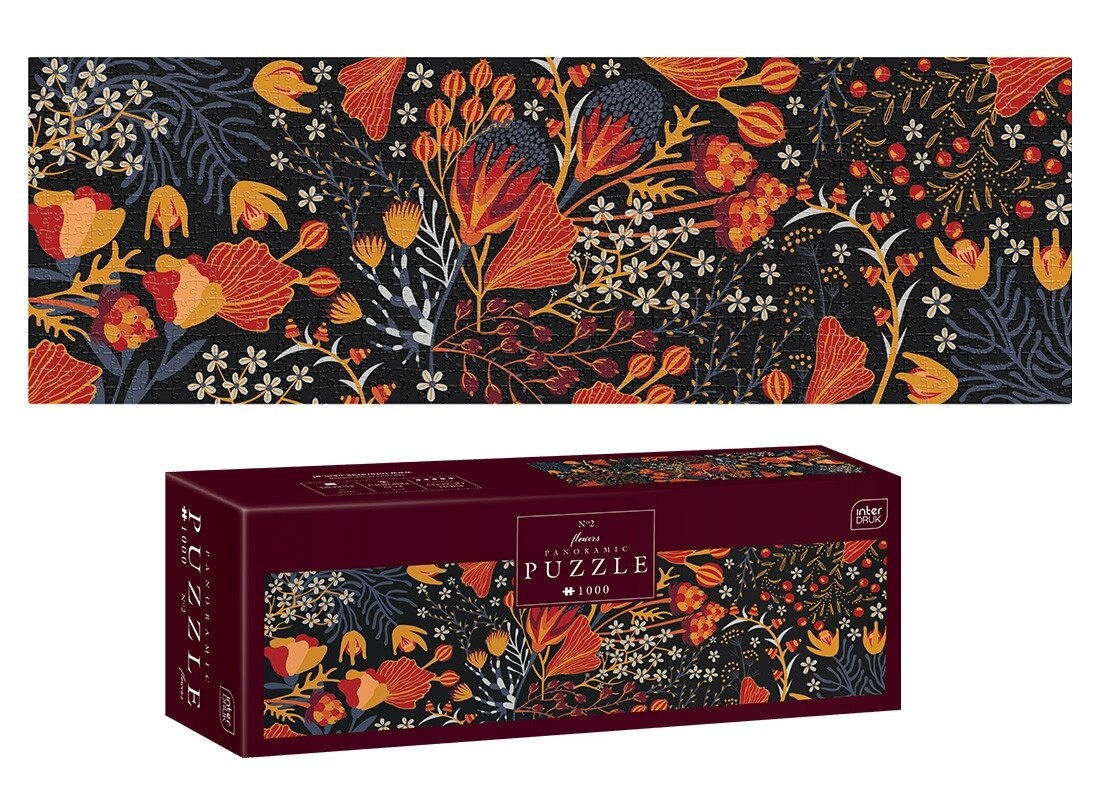Пазли тришарові панорамні ТМ INTERDRUK  Flowers 2 розмір 32х96 см.,1000 шт.