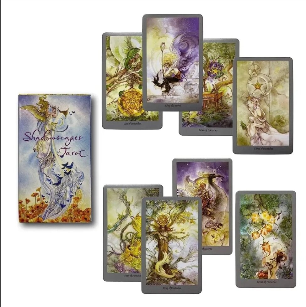 Долини Міражів Таро 78 карт 10,5 х 6 см. Тіньові краєвиди. Миса Тіней. Shadowscapes Taro. Карти Таро.