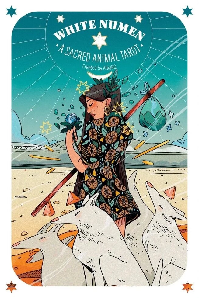 Таро Білого Божества. White Numen A Sacred animal tarot. 78 карток у бляшаній коробці. Карти Таро.