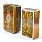 Золоте Таро в стилі модерн. Golden art nuveav taror у бляшаній коробці із золотим тисненням. Карти Таро. arnt