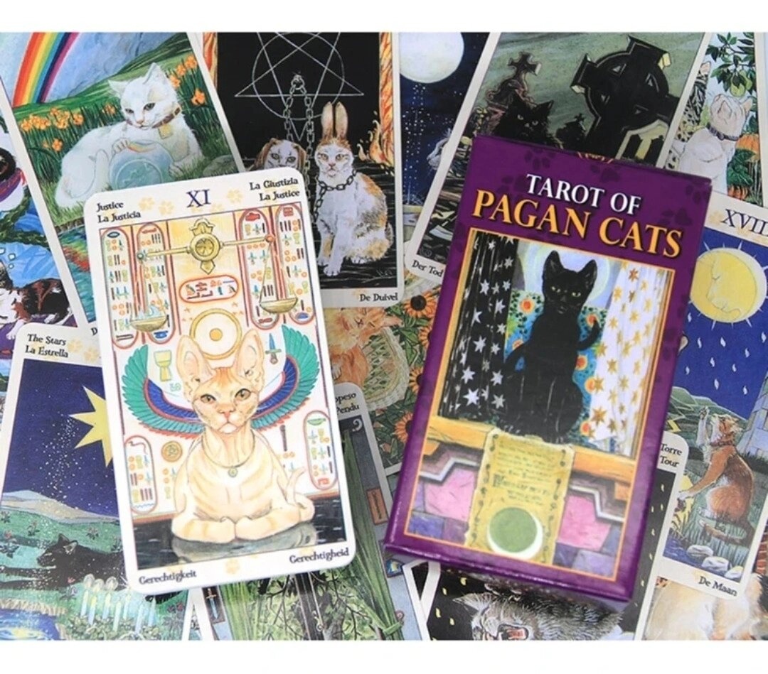 Таро Язичних котів міні колода на 78 карт 8 х 4,5 см Tarot of Pagan Cats. Карти Таро.
