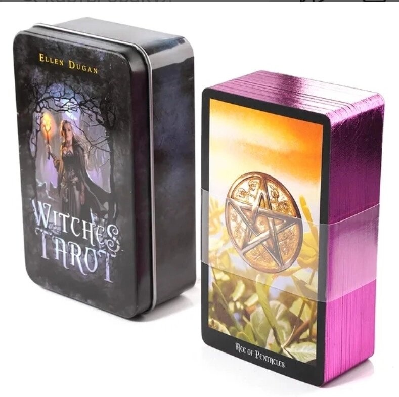 Чаклунське Таро. Відкрий Свою Долю. Еллен Дуган. Witches Tarot Ellen Dugan карт. 78 шт. у жерстяній коробці. Карти Таро.